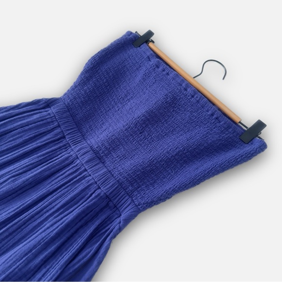 RIPCURL Women’s Strapless Gauze Cutout Maxi Dress Royal Blue Flowy Summer - Picture 3 of 7